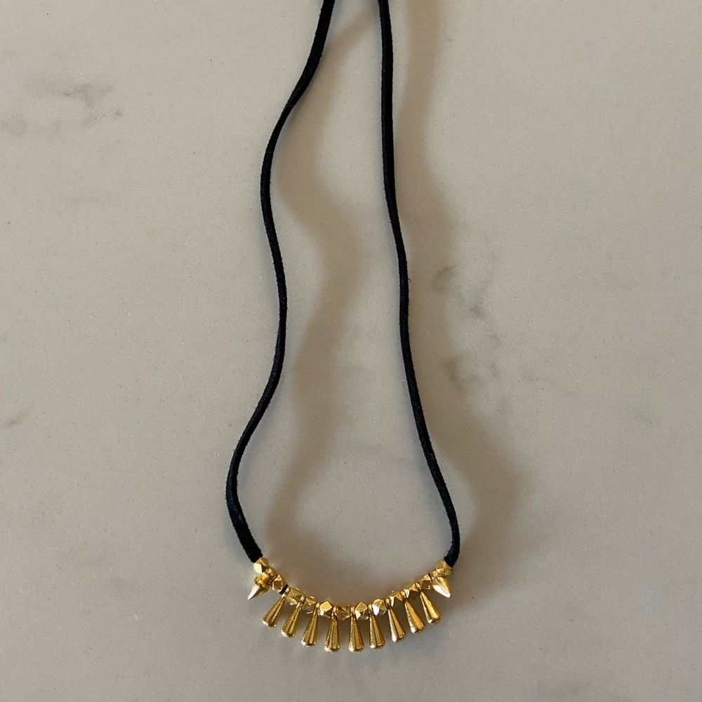 Stella & Dot Black and Gold Fringe Necklace